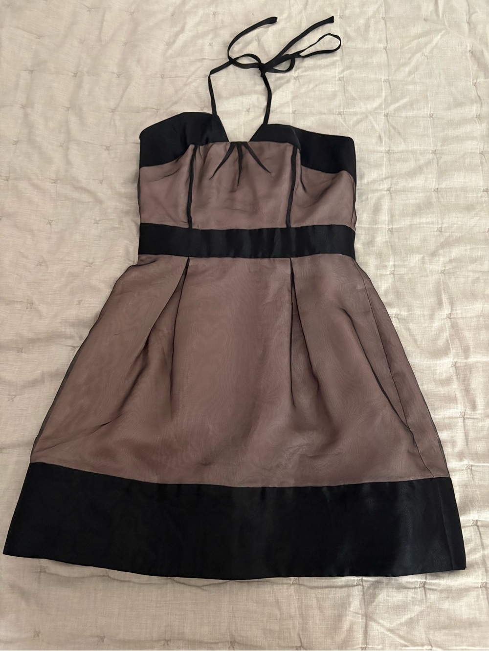 Jill Stuart Taupe and Black Halter Mini Dress